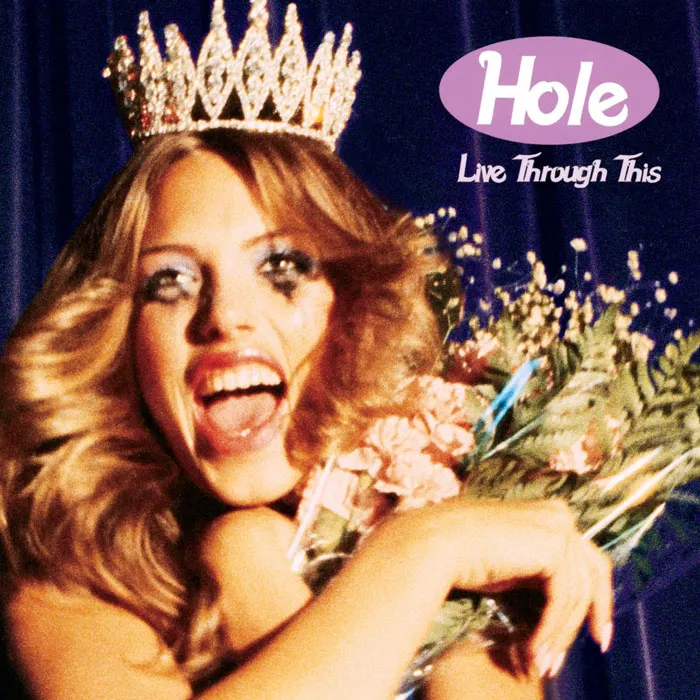 Crowned woman with smeared makeup holding flowers on a cover from the greatest album covers collection.