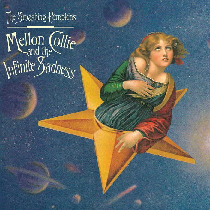 Vintage celestial-themed album cover; a woman on a star.