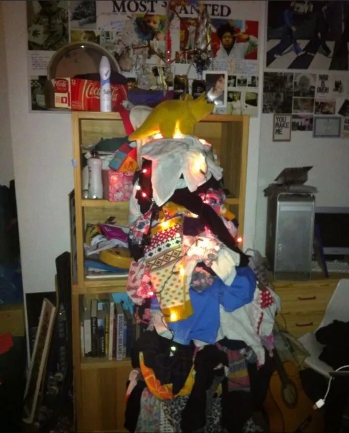 My Daughters Washing Pile Was So Tall I Said Jokingly Put Some Lights And A Fairy On It