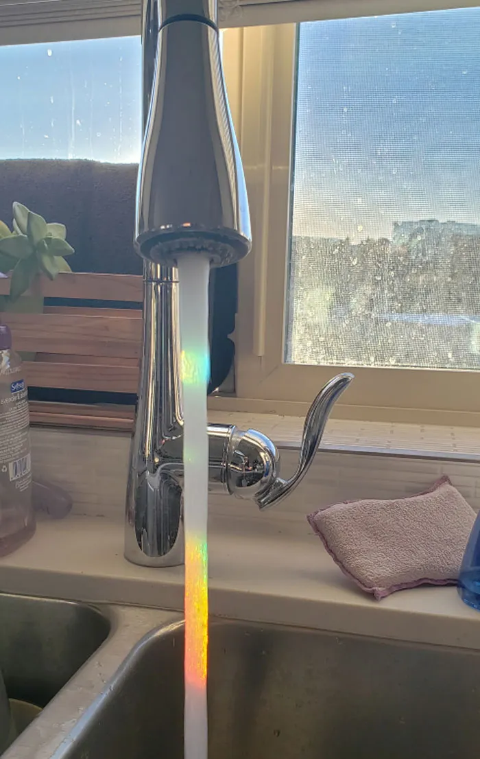 The Sun Is At The Right Angle To Make A Rainbow In My Faucet