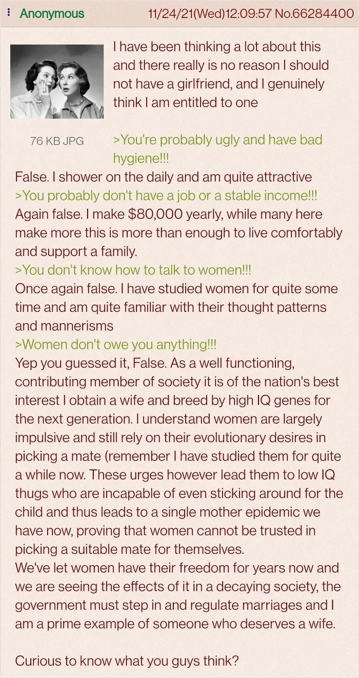 Others: Women Don't Owe You Anything Him: False