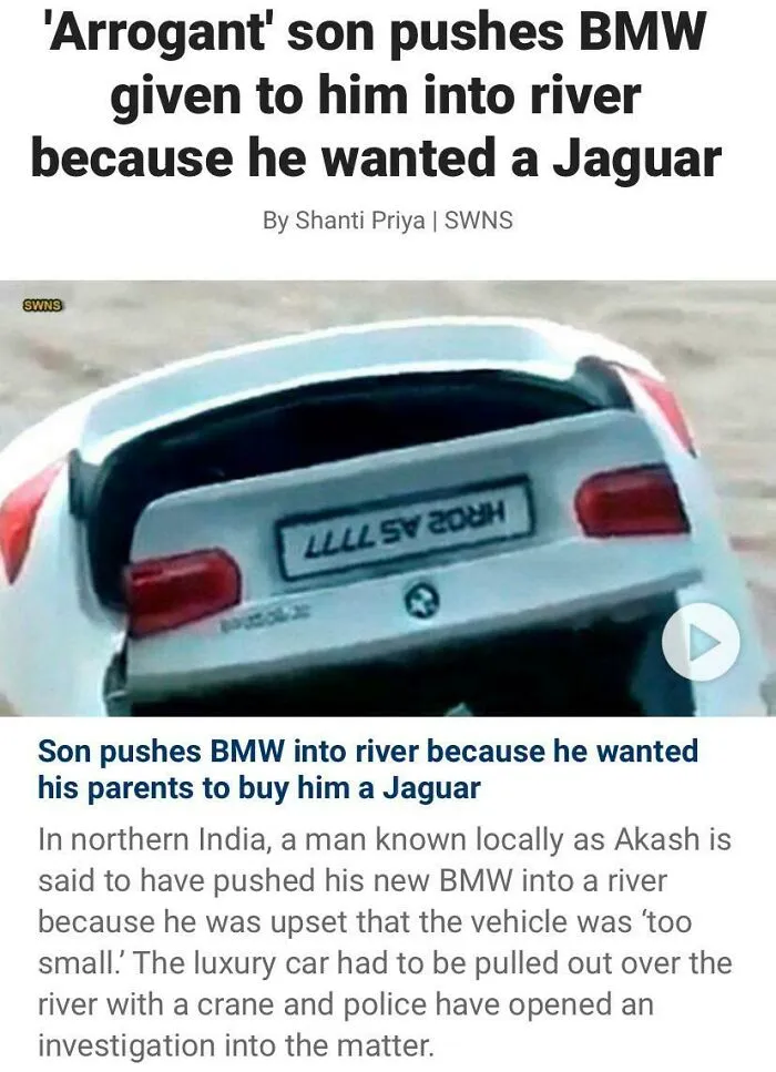 Spoiled Brat Wrecks Car Because It Wasn’t The One He Wanted