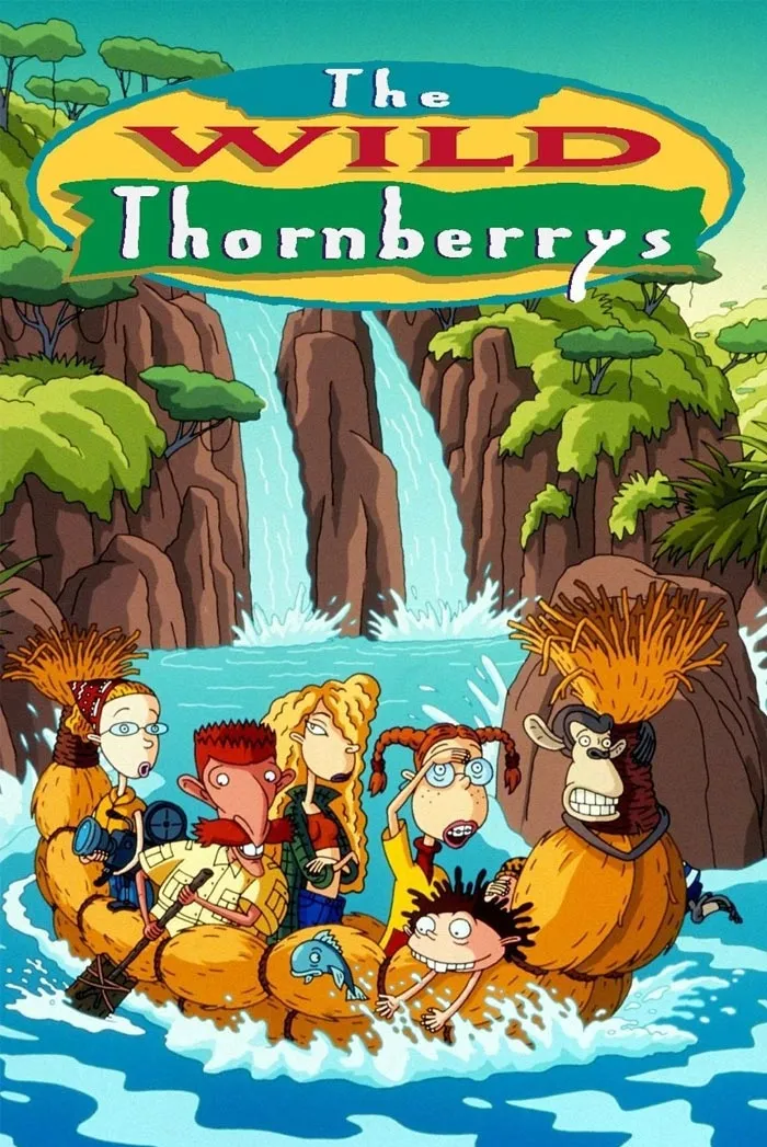 The Wild Thornberrys cartoon characters on a jungle adventure raft ride.