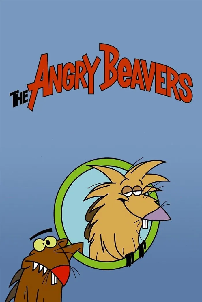 The Angry Beavers characters on blue background, icon of '90s cartoons.