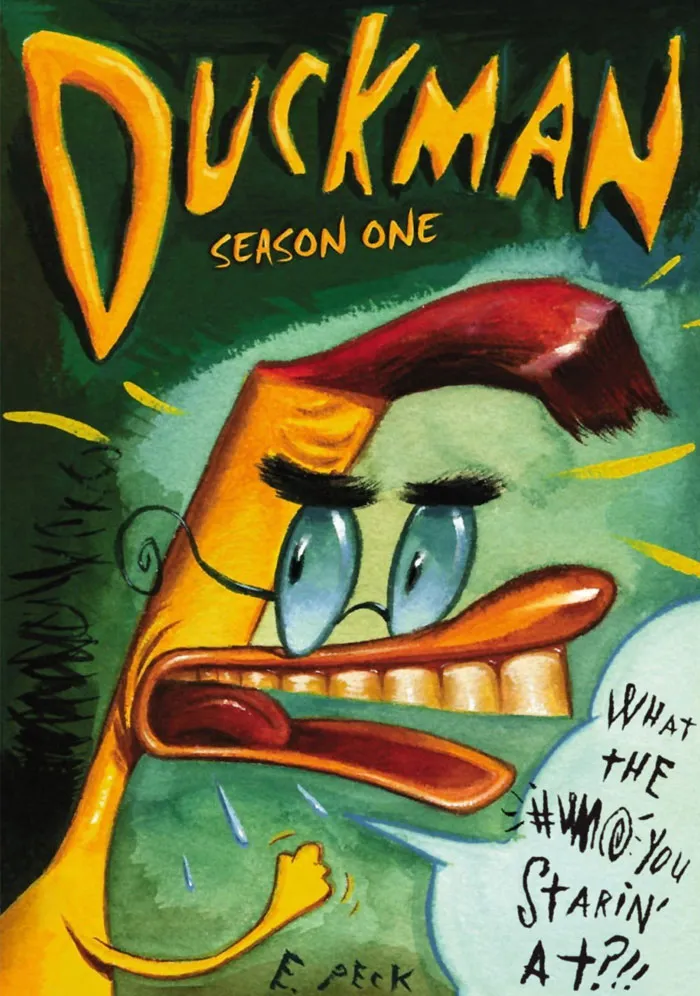Cover of Duckman Season One, a classic 90s cartoon featuring an animated duck character with an expressive, humorous face.
