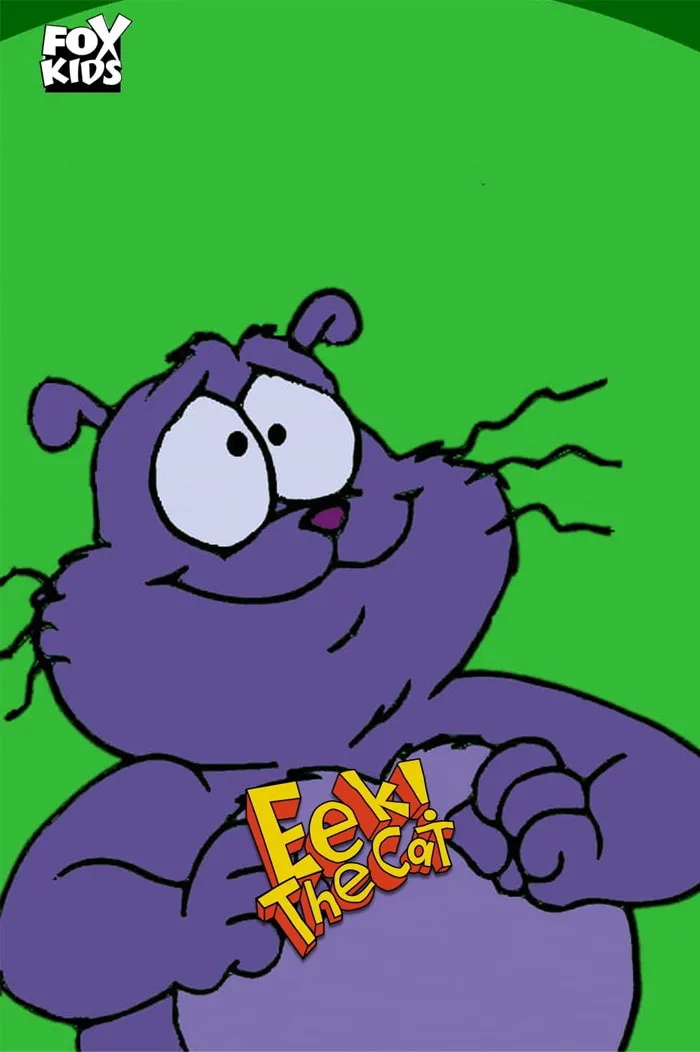 Cartoon character Eek! the Cat from a '90s animated TV show, featuring a quirky purple feline.