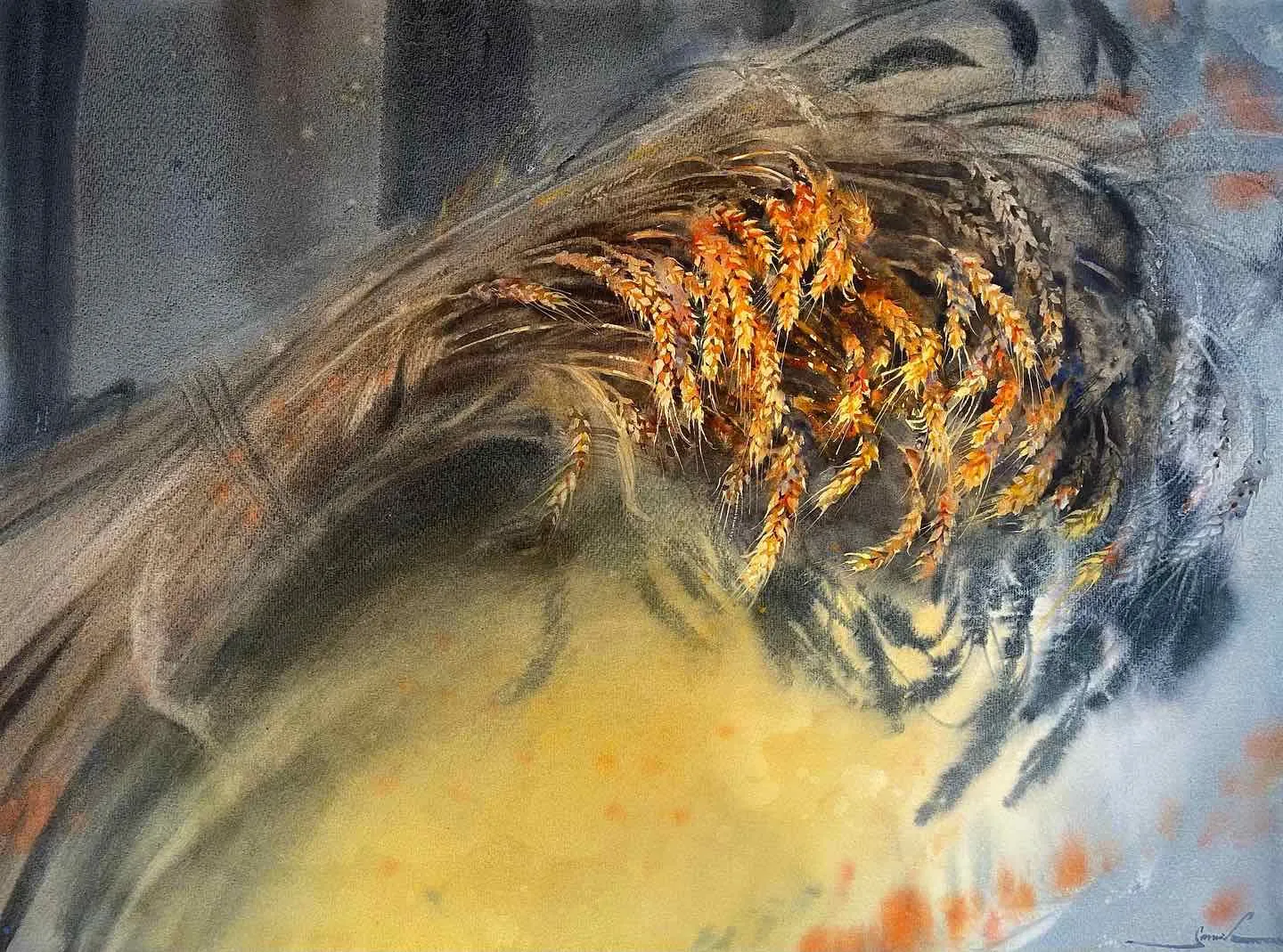 Watercolor, Bunch Of Wheat, 56x76, 2021