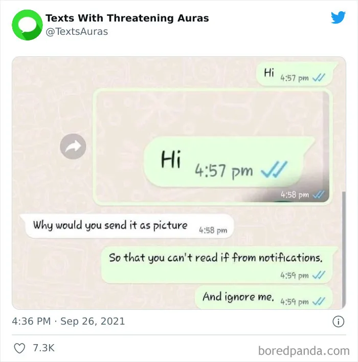 30 "Cursed" Texts With The Most Threatening Auras Shared On This Account