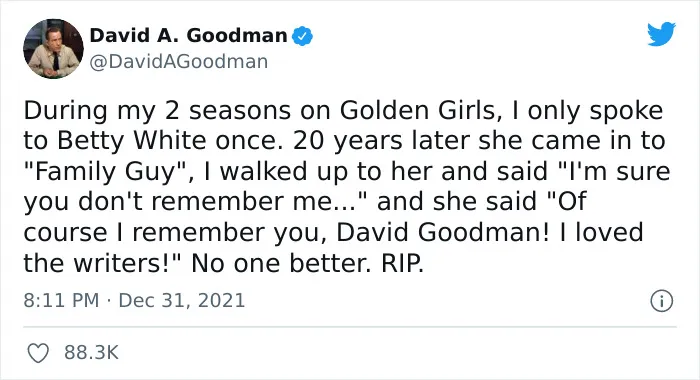 30 Fellow Celebrities Went Online To Show Gratitude To Betty White After She Passed Away At The Age Of 99