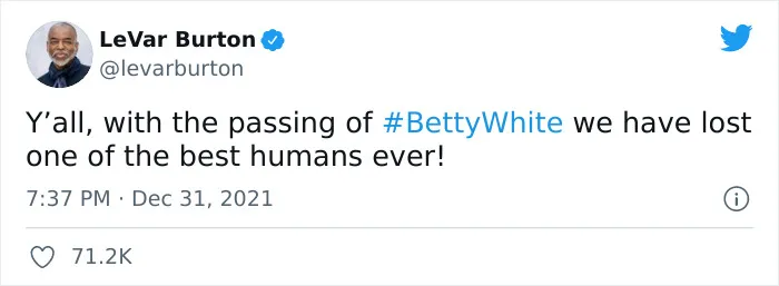 30 Fellow Celebrities Went Online To Show Gratitude To Betty White After She Passed Away At The Age Of 99