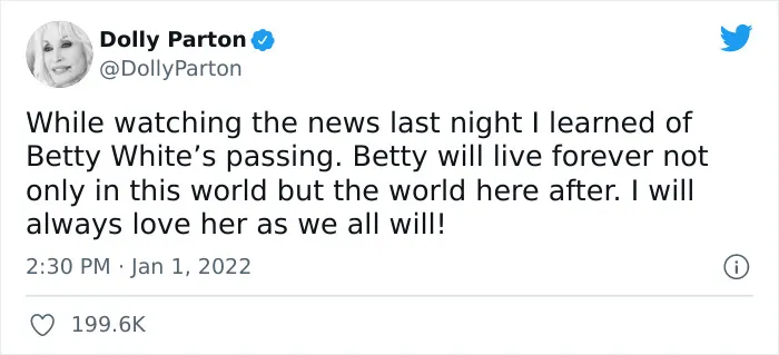 30 Fellow Celebrities Went Online To Show Gratitude To Betty White After She Passed Away At The Age Of 99