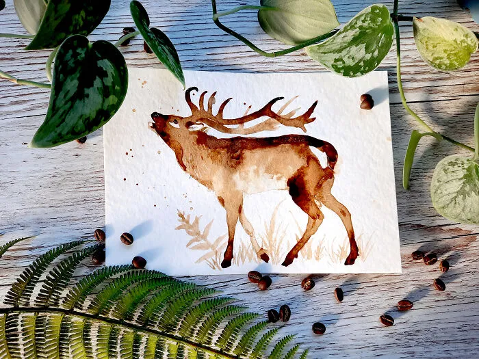 My Boyfriend Asked Me To Paint With His Coffee, Here Is The Result (8 Pics)