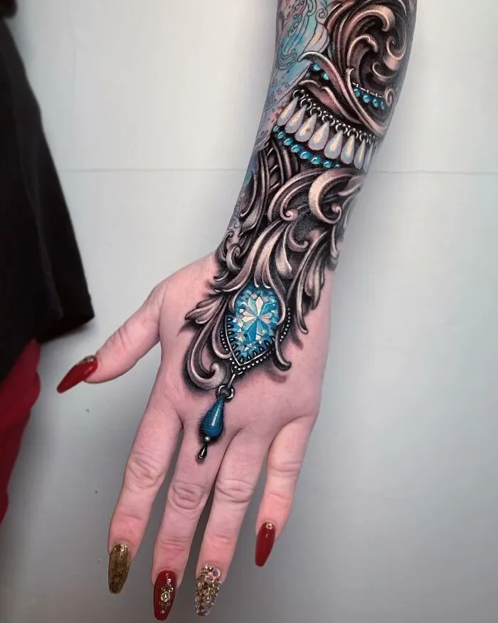 These 30 Masterclass Jewelry Tattoos By Celebrity Ink Artist Ryan Ashley Might Be Better Than The Real Thing