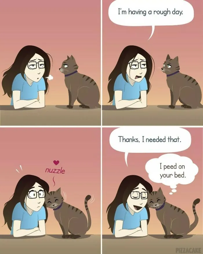 Artist Shares Her Best 40 Comics That Show What Family Life With A Feisty Cat Is Like