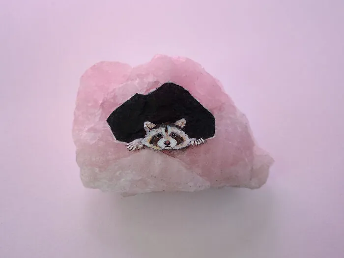 I Paint Miniature Animals On Rose Quartz, And Here Are My Best 20 Works