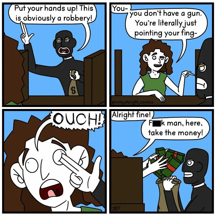 30 Of The Best Dark Humor Comics That Have Surprising Endings By 'Not Quite Right'