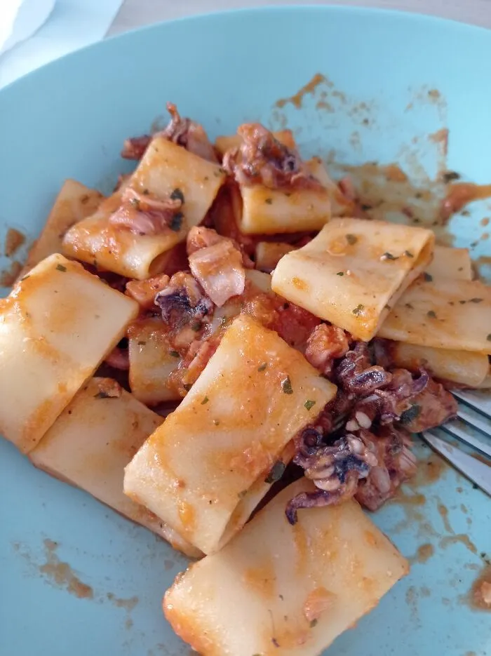 Homemade Calamarata With Fish Ragù