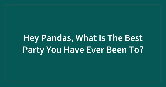 Hey Pandas, What Is The Best Party You Have Ever Been To?