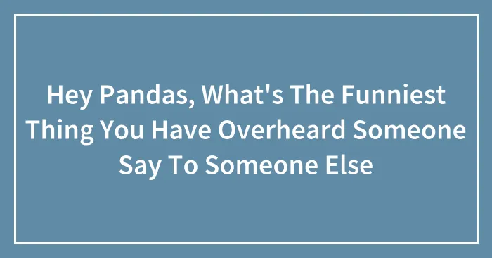Hey Pandas, What's The Funniest Thing You Have Overheard Someone Say To Someone Else (Closed)