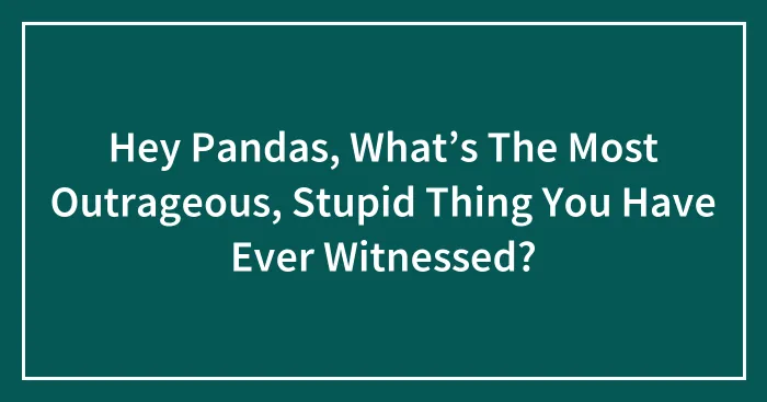 Hey Pandas, What’s The Most Outrageous, Stupid Thing You Have Ever Witnessed?