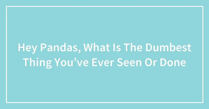 Hey Pandas, What Is The Dumbest Thing You’ve Ever Seen Or Done