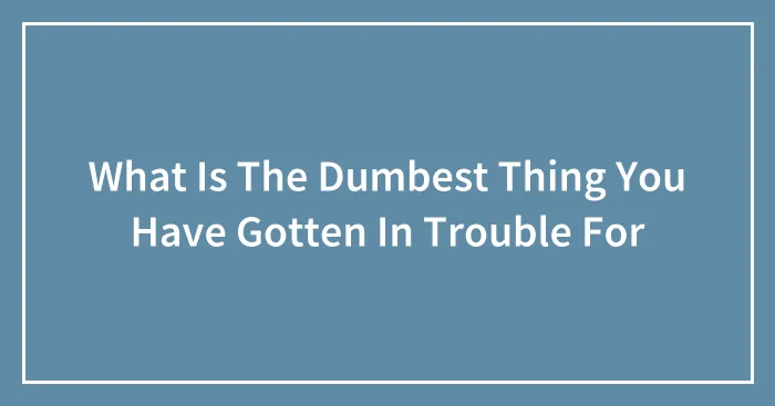 What Is The Dumbest Thing You Have Gotten In Trouble For