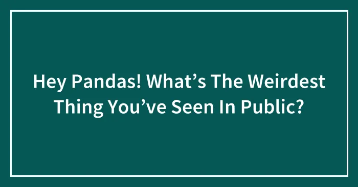Hey Pandas! What’s The Weirdest Thing You’ve Seen In Public? (Closed)