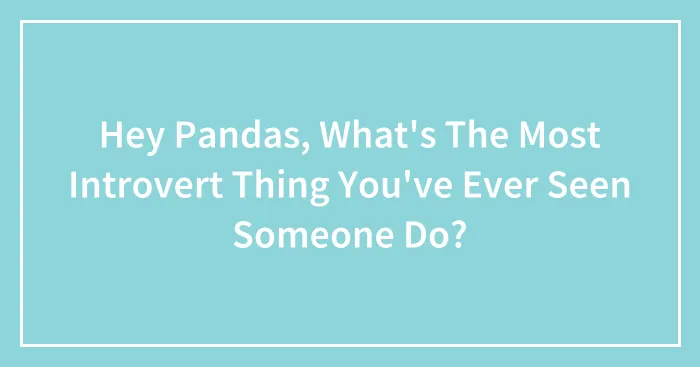 Hey Pandas, What's The Most Introvert Thing You've Ever Seen Someone Do?