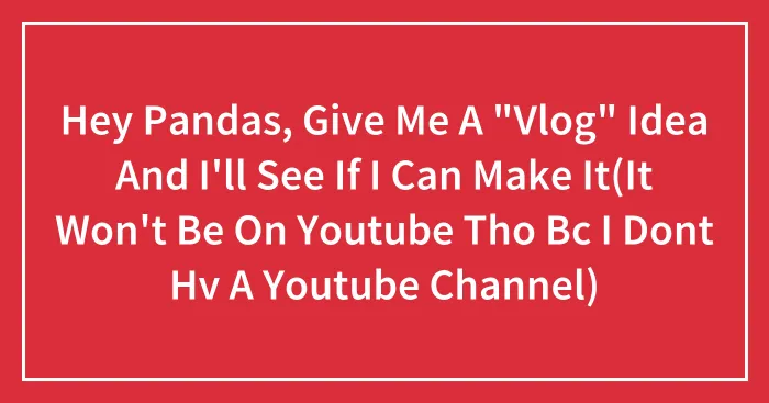 Hey Pandas, Give Me A "Vlog" Idea And I'll See If I Can Make It(It Won't Be On Youtube Tho Bc I Dont Hv A Youtube Channel)