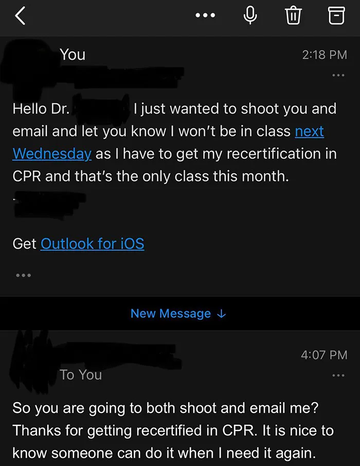 One Typo In My Email LED To A Seriously Good Laugh, Big Props To My Professor For Having Such A Sense Of Humor