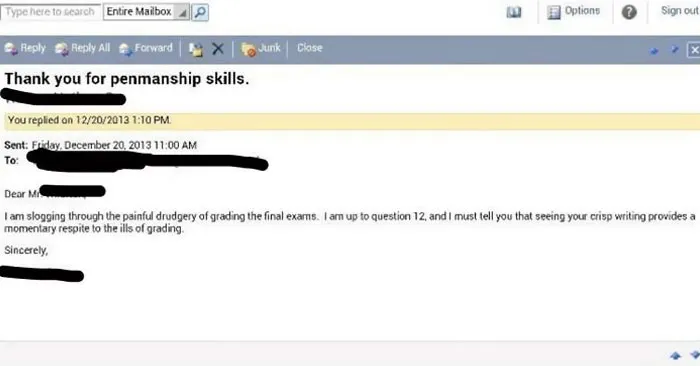 Email I Got From My Biochem Professor Back In College. Best Compliment I’ve Ever Received