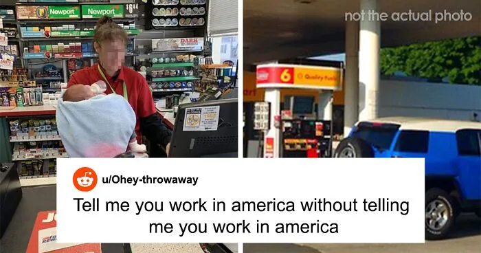 A Picture Of A Gas Station Employee Working With A Newborn Raises Awareness Of Toxic Positivity Online