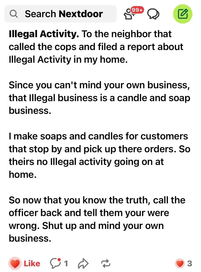 Illegal Activity Reported By Karen…