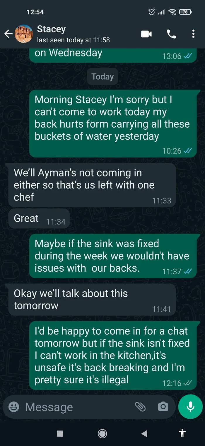 The Drain At My Job Has Been Clogged For A Week And We've Been Using The Bars Tiny Sink Plus Filling The Sink With Water And Then Emptying It To The Toilet With Buckets,for Full Freaking Week