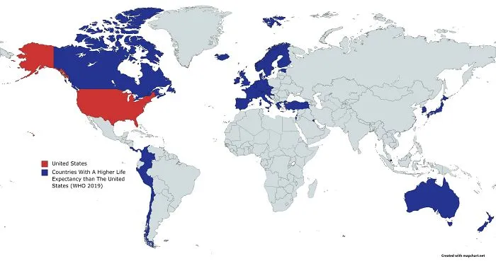 Países con una esperanza de vida mayor que EEUU