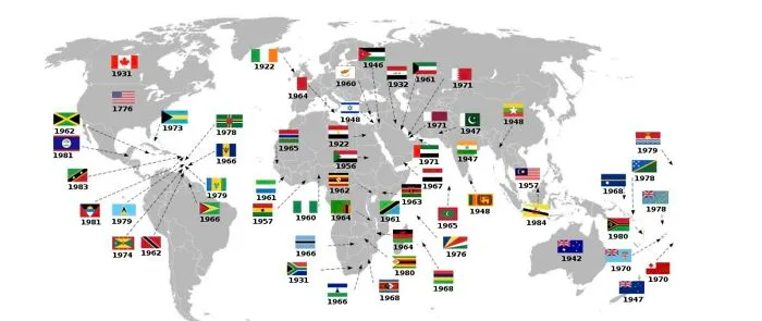 Todos los países que se han independizado de Gran Bretaña