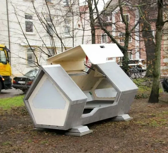 A German City Has Installed A Number Of Pods For Homeless People Fitted With Thermal Insulation To Sleep In