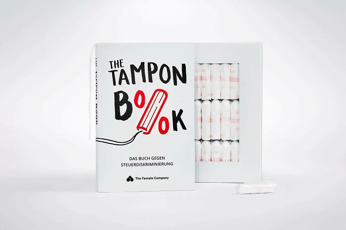 Tampons In Germany Have A Normal 19% VAT, Books Only 7%. So Tampons Are Sold As A Book With The Great Slogan "Stop Taxing Periods. Period"