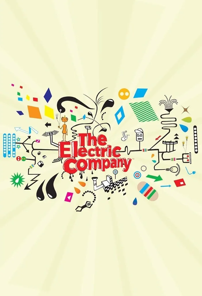 Colorful '70s cartoon art with abstract shapes and "The Electric Company" text.