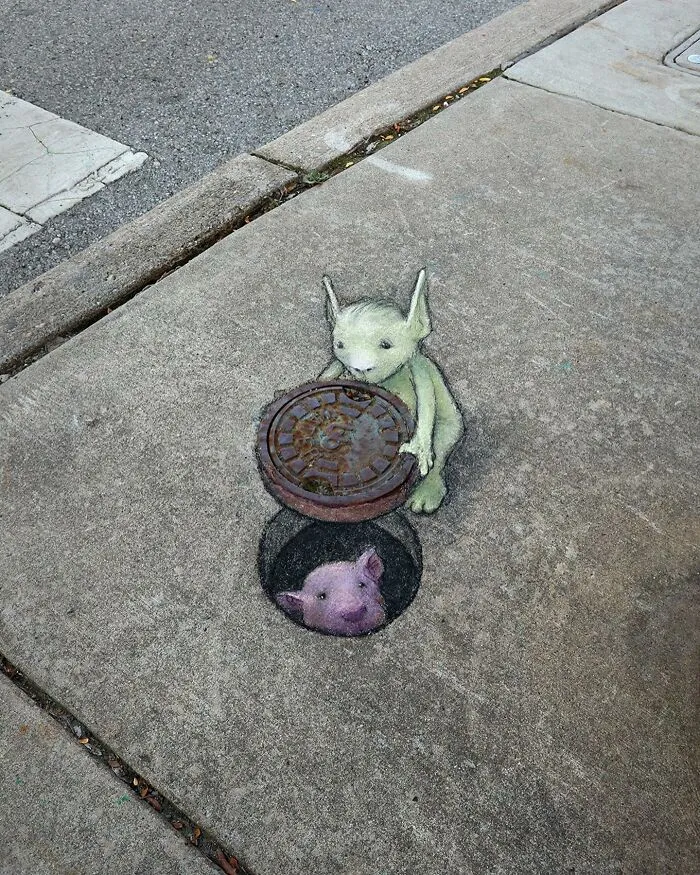 Adventures Of Chalk Characters: 90 Street Art Pieces By This Artist (New Pics)