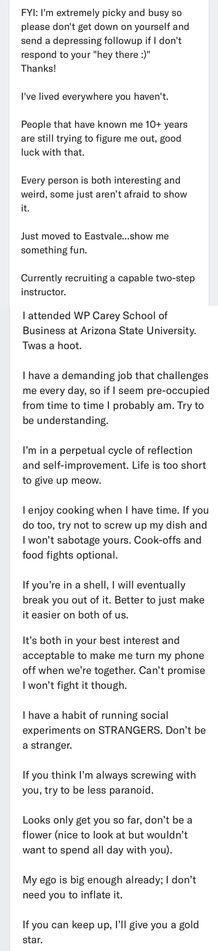 If This Guy's Dating Bio Isn't The Definition Of This Sub, I Don't Know What Is