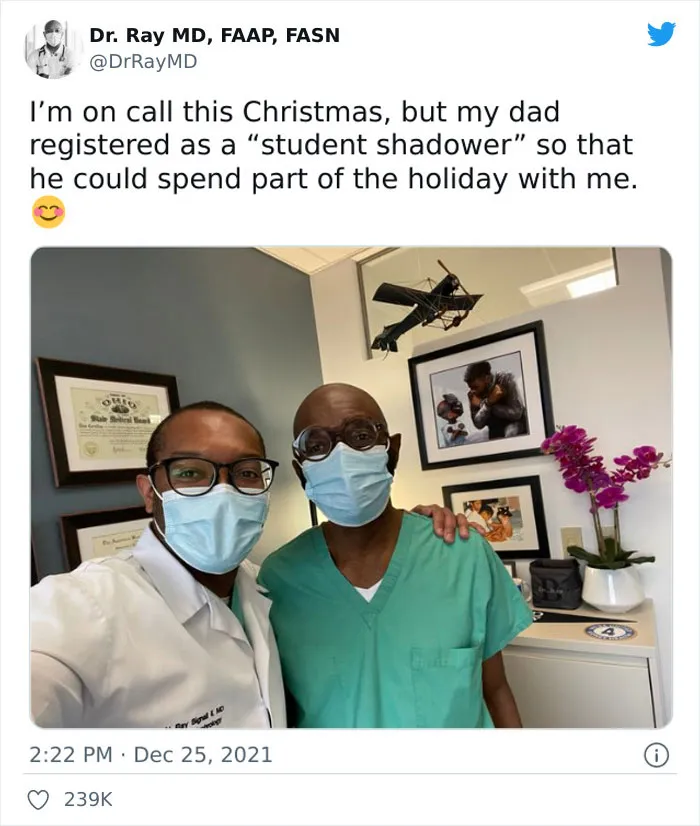 I’m On Call This Christmas, But My Dad Registered As A “Student Shadower” So That He Could Spend Part Of The Holiday With Me