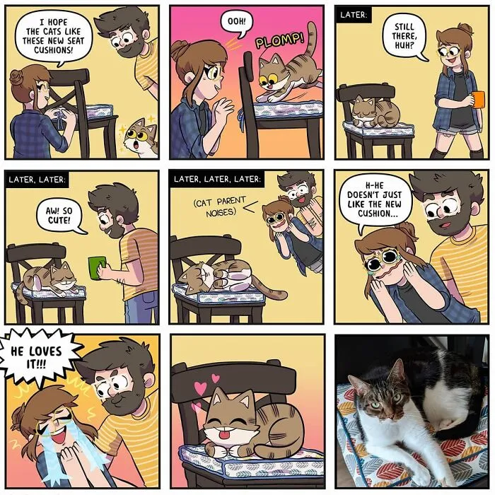 Artist Hilariously Illustrates Everyday Life With Her Fiancé And Their Four Cats, And We Can't Get Enough (30 New Pics)