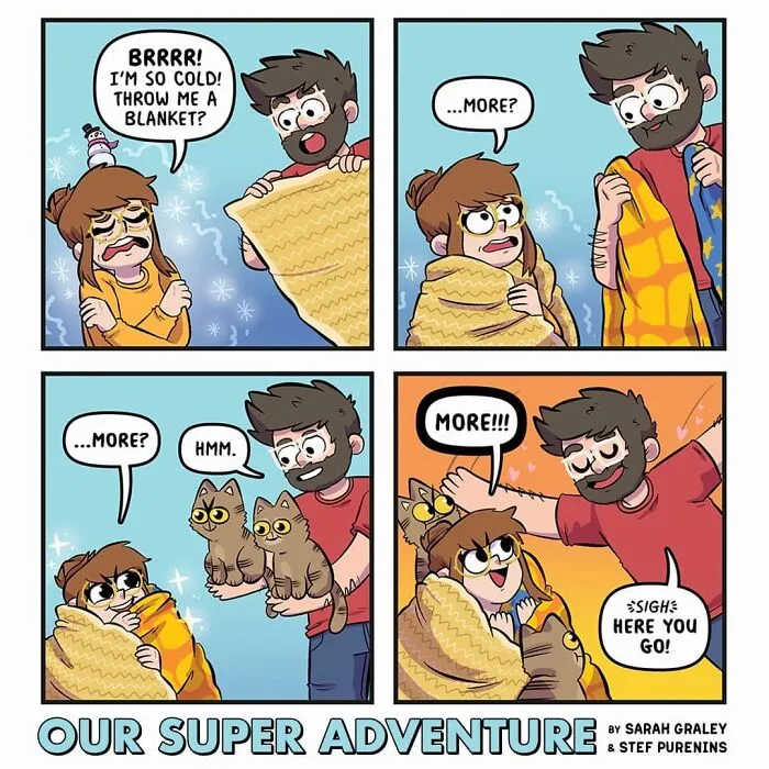 Artist Hilariously Illustrates Everyday Life With Her Fiancé And Their Four Cats, And We Can't Get Enough (30 New Pics)