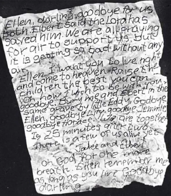 Letter From A Trapped Coal Miner Says Goodbye To His Wife, 1902