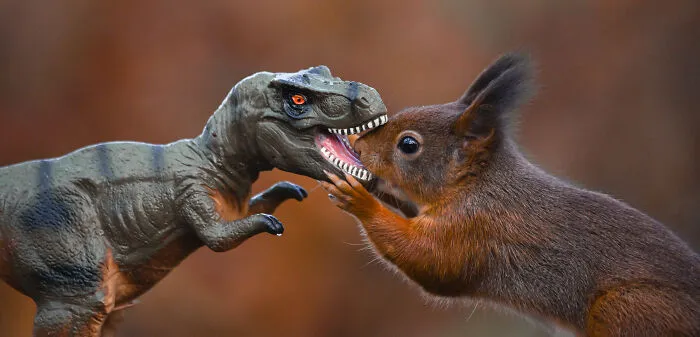 19 Pictures Of Squirrels Interacting With Dinosaurs Taken By Me