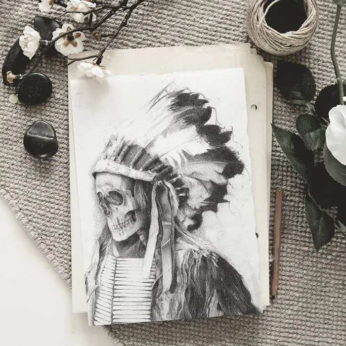 A Collection Of Pencil Drawings I Made Of Some Famous Movie Characters, Sculptures And Skulls (24 Pics)
