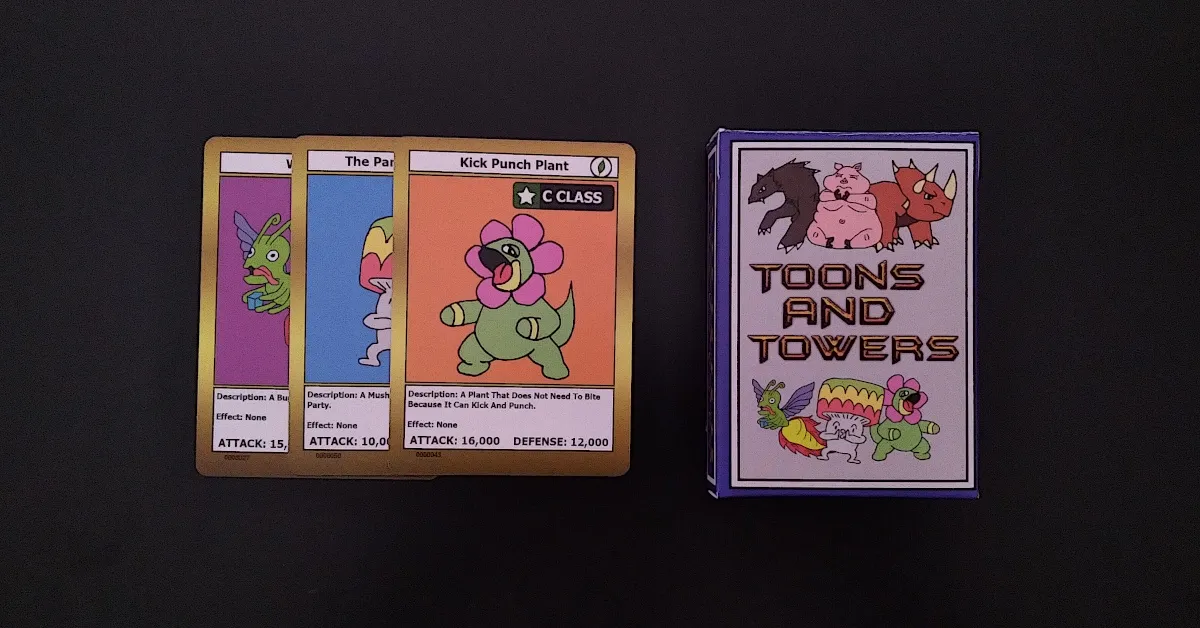 I Found These Comedic Trading Cards Online Called "Toons And Towers". Imagine If Yugioh Cards And The Cards Against Humanity Had A Child. I Love Them Already.