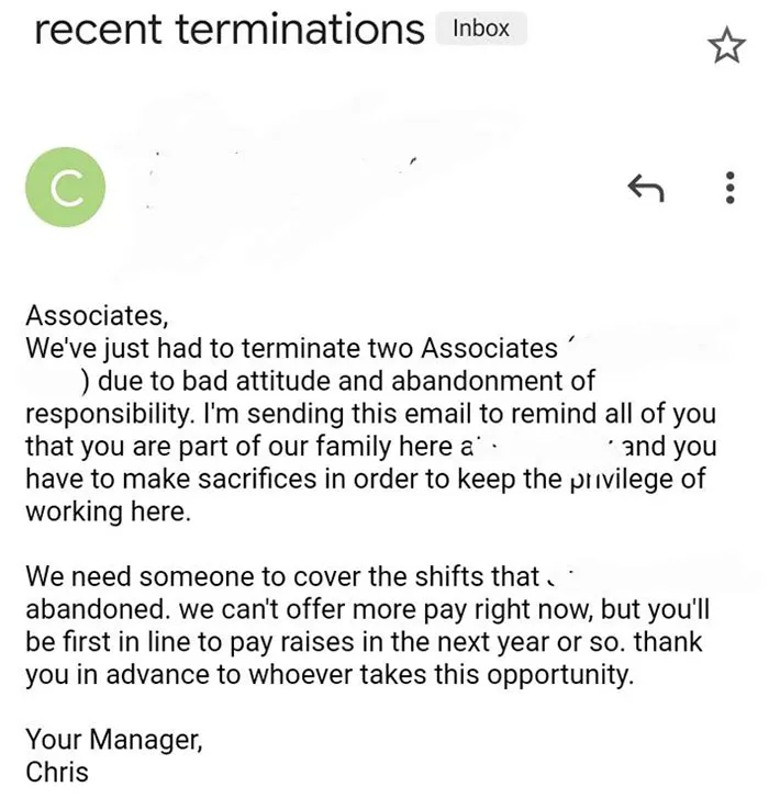 I Guess I Haven't Been Removed From The Email List Yet. After Terminating My Coworker For Going To A Funeral And Calling Me A Slur, They Send This