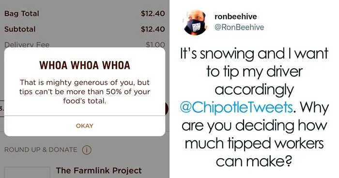 Man Slams Chipotle For Capping Delivery Driver Tips At 50%, Chipotle Explains Why But Their Answer Seems To Anger People Even More